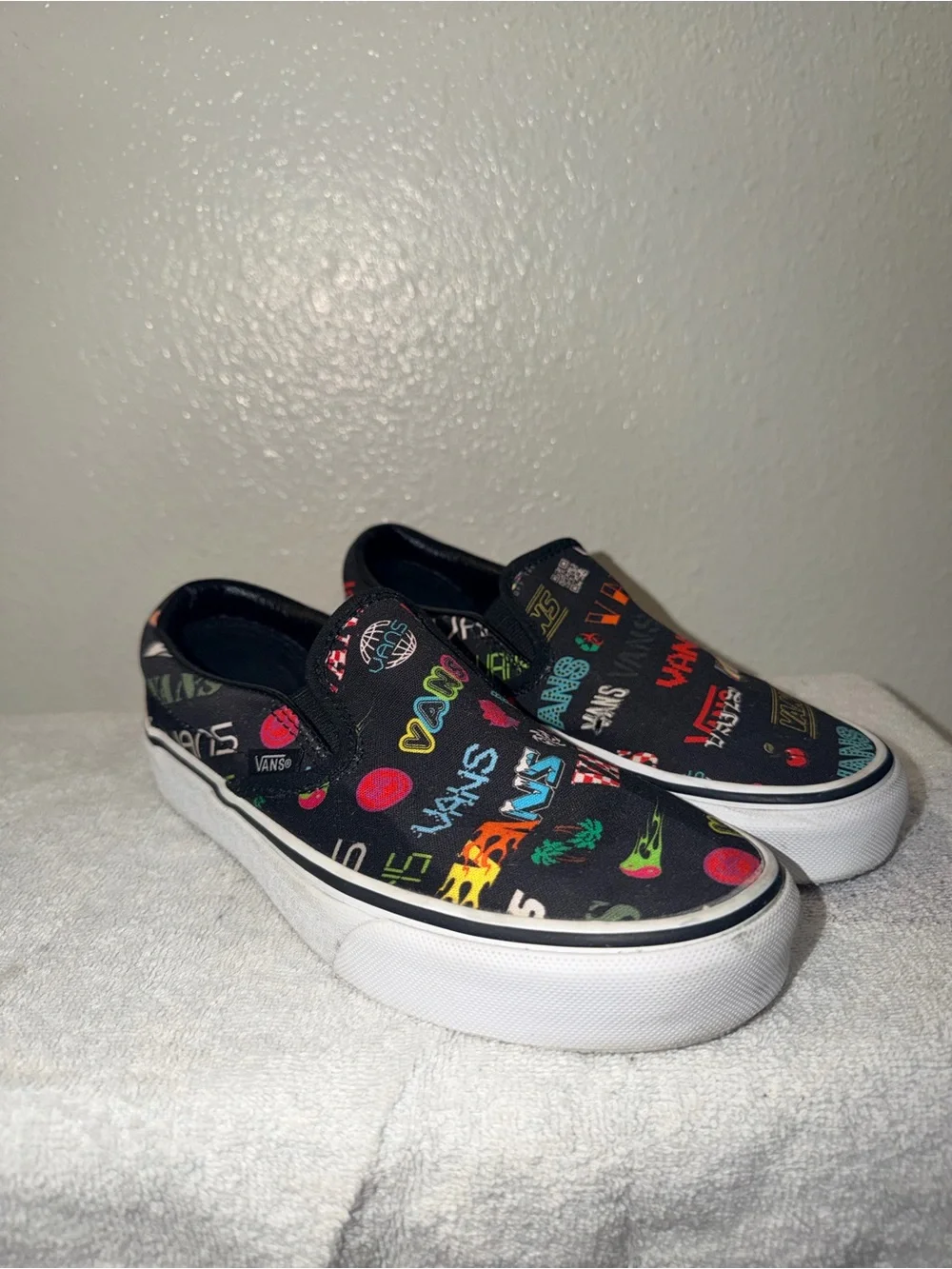 Vans Black Canvas Slip-On Sneakers with Brown Gum Soles